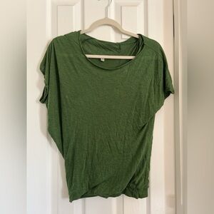 Anthropology Bordeaux S green jersey top blouse and tank in one off shoulder